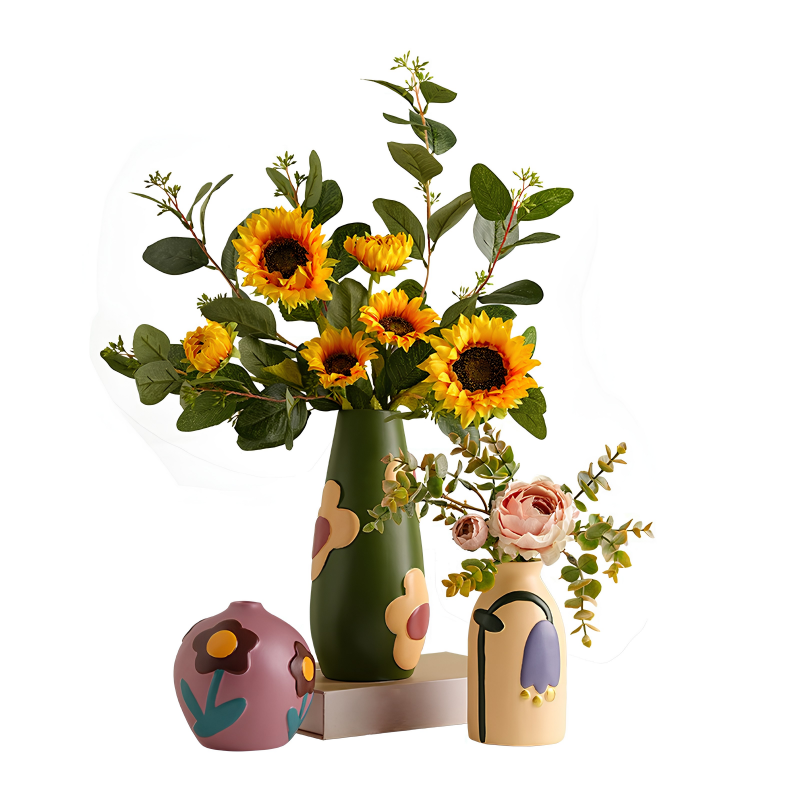 Hand-Painted Polychrome Pottery Vase