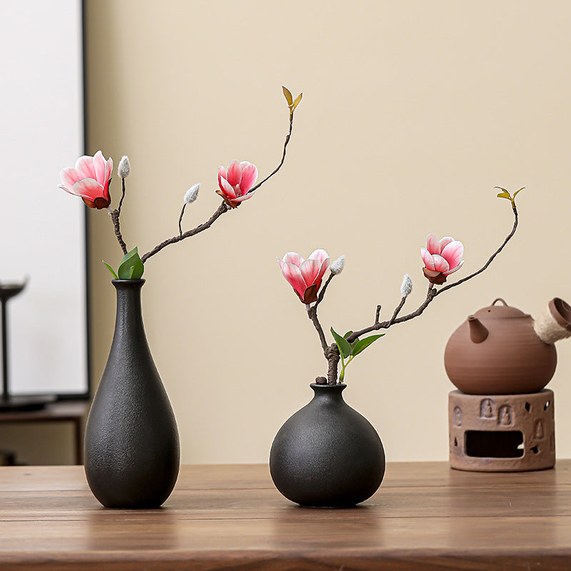Retro Black Pottery Small Vase