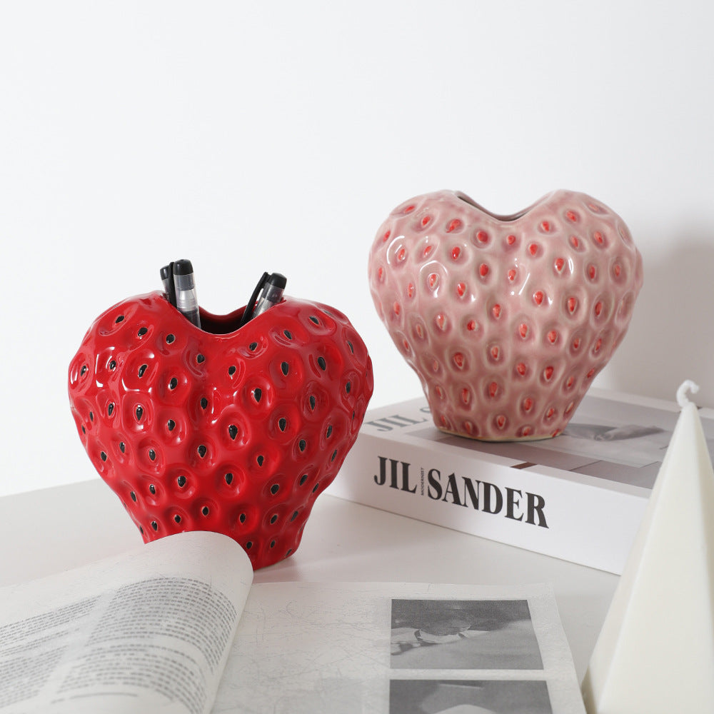 Strawberry-Shaped Ceramic Vase