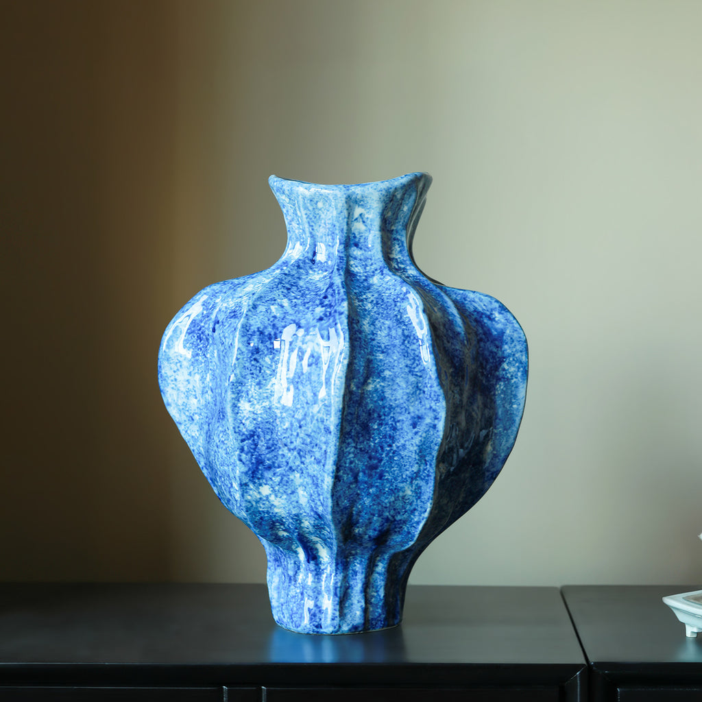 Retro Ceramic Vase Wabi-Sabi Style Floral Arrangement Decor
