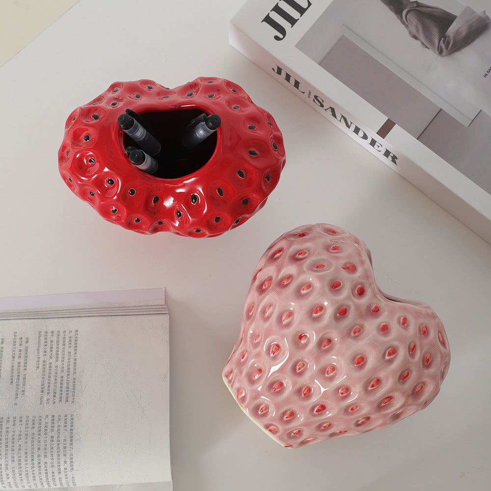 Strawberry-Shaped Ceramic Vase