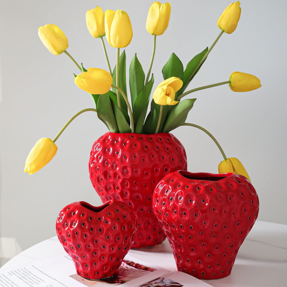 Strawberry-Shaped Ceramic Vase