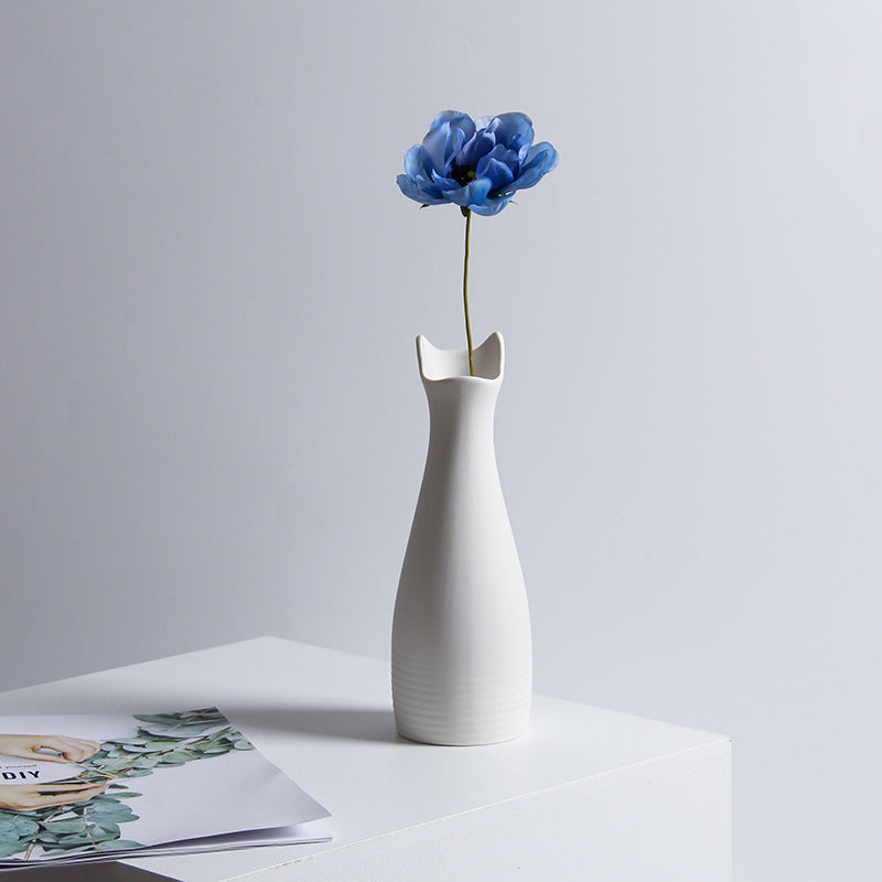 Creative, Minimalist, Small Ceramic Cat Vase