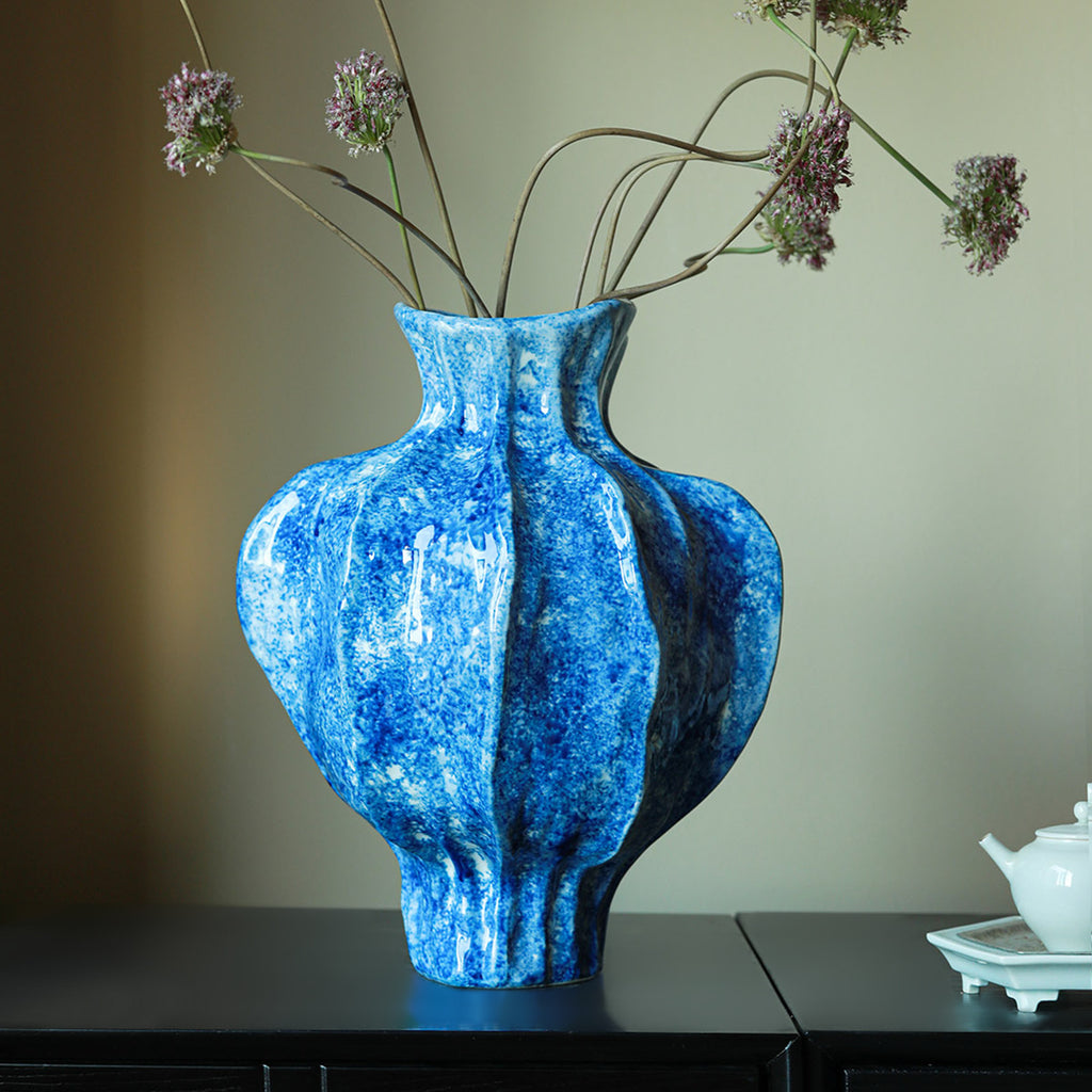 Retro Ceramic Vase Wabi-Sabi Style Floral Arrangement Decor