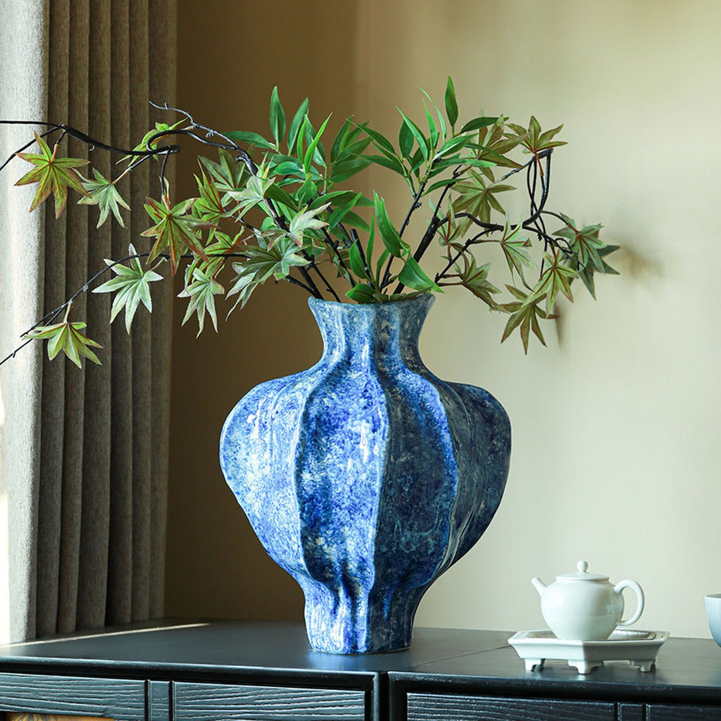 Retro Ceramic Vase Wabi-Sabi Style Floral Arrangement Decor