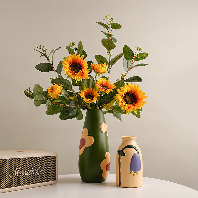 Hand-Painted Polychrome Pottery Vase