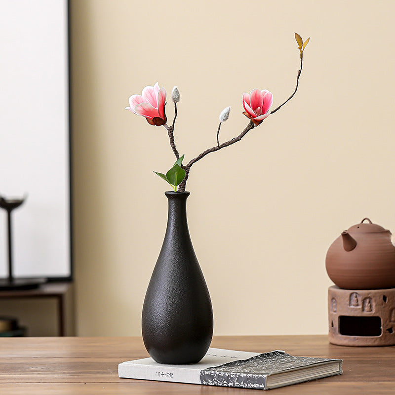 Retro Black Pottery Small Vase