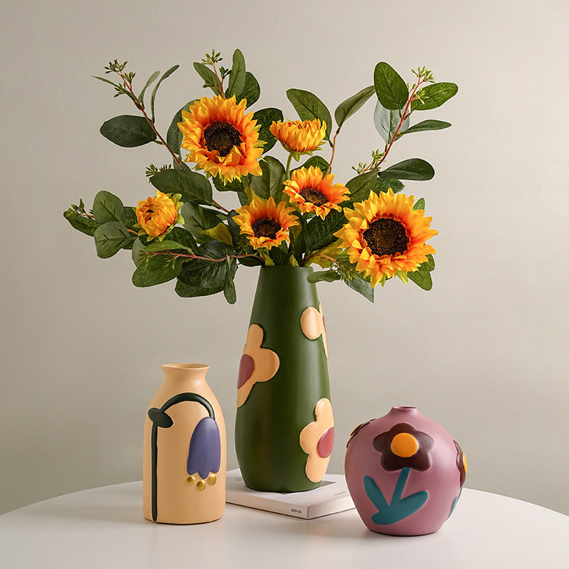 Hand-Painted Polychrome Pottery Vase