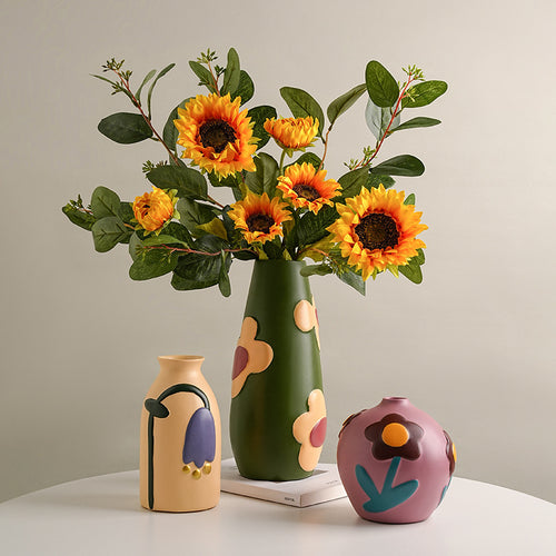 Hand-Painted Polychrome Pottery Vase